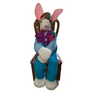 5 Foot Sitting on a chair Plush Easter Mrs. Bunny Stuffed Animal